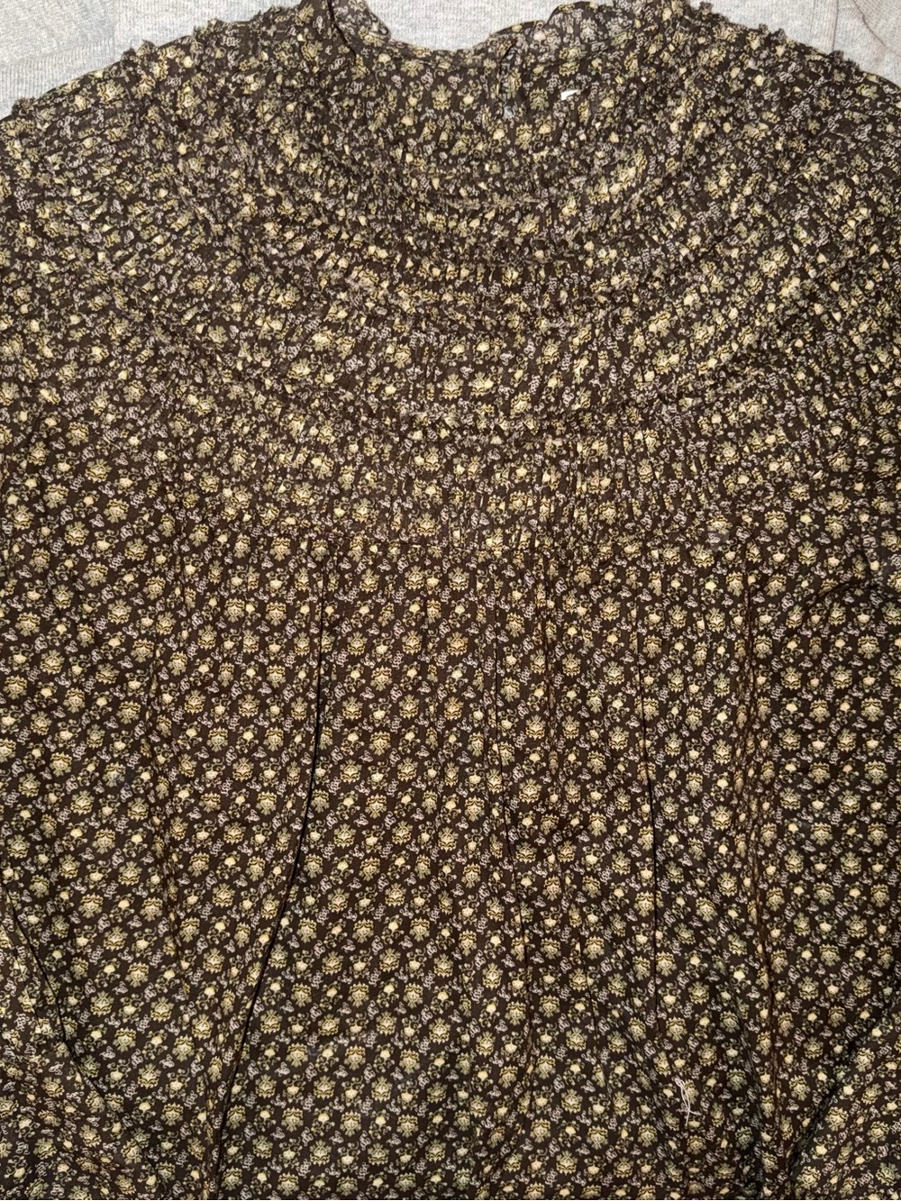Rebecca Taylor Brown Floral Smocked Blouse